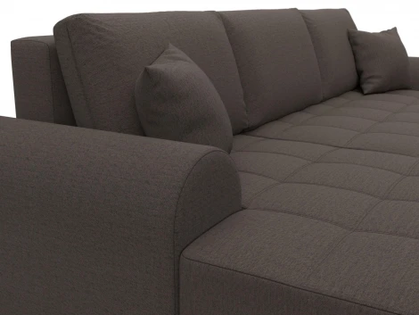 Диван угловой Лига-080 угол левый (ДСП/Пластик/Рогожка/Коричневый) Лига Диванов 134741L