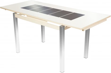 Стол Шанхай Каре, Кремовый/Стекло молочное/Рисунок коричневый, Аврора