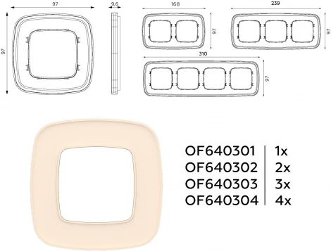 Рамка Ambrella Volt OMEGA Coint (Бежевый Стекло органическое) 3-ая OF640303