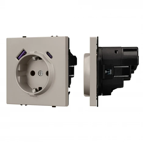 Механизм розетки с USB зарядкой SCT-NOBE-MUAC-SFPL-CA (230V, 16A) (Arlight, Кашемир) 059444