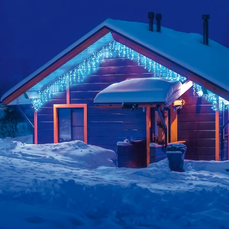 Гирлянда Бахрома светодиодная с эффектом мерцания 12м. соединяемая 195 светодиодов, синий и белый свет Uniel ULD-B12006-195/TTK BLUE-WHITE IP44