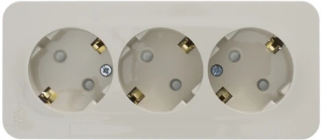Розетка накладная тройная с заземлением и шторками (бежевый) Systeme Electric Blanca BLNRA011317