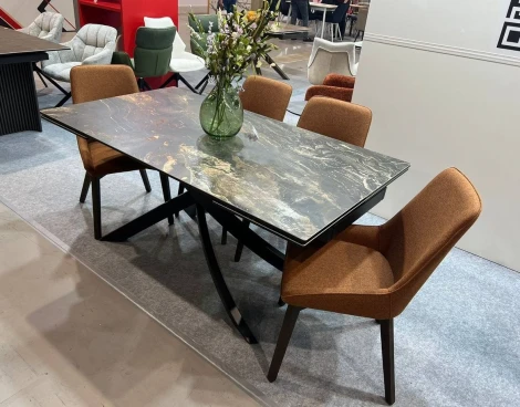 Стол M-City ESTEBIO 160 KL-176, итальянская керамика/ черный каркас