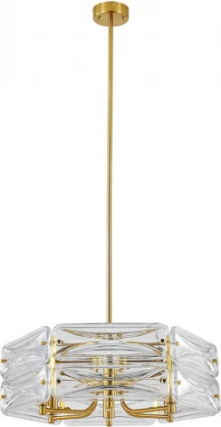 Потолочная люстра на штанге (12046/6P Brass) Indigo Zaffiro V000500 (220V, хрусталь, круглые)