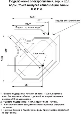 Акриловая ванна Акватек Лира