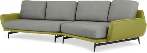 Диван Ispani угловой правый ОГОГО (арт.803475), (Ткань,Экокожа/Зеленый,Серый)