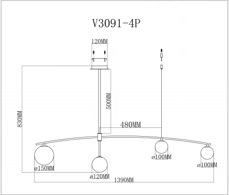 Подвесной светильник Moderli Sierro V3091-4P