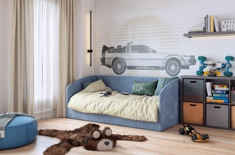 Кровать с подъемным механизмом Квест (Софа) 90х200 см Mebelson (ДСП,ЛДСП,Велюр/Желтый) арт.KM.S-17.2076