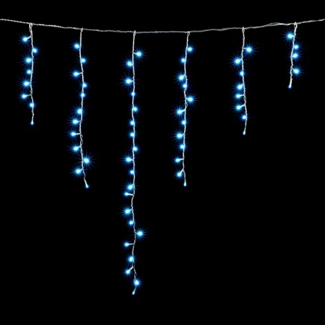 Гирлянда Бахрома 1 x 1 м Небесно-Голубая 220В, 65 LED, Провод Прозрачный Силикон, IP65