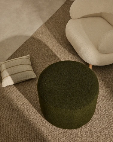 Пуф Kaeli со съемным чехлом из зеленого букле Ø 43 см La Forma (ex Julia Grup) арт.212469