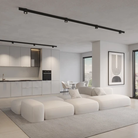 Трековый Wi-Fi низковольтный светильник Novotech SHINO FLUM 359517 черный диммир. со сменой цв.температуры, Tuya Smart Life IP20 LED 10W 48V 3000-6000K (управление смартфоном, умный дом - Алиса, Smart Life, круглые)