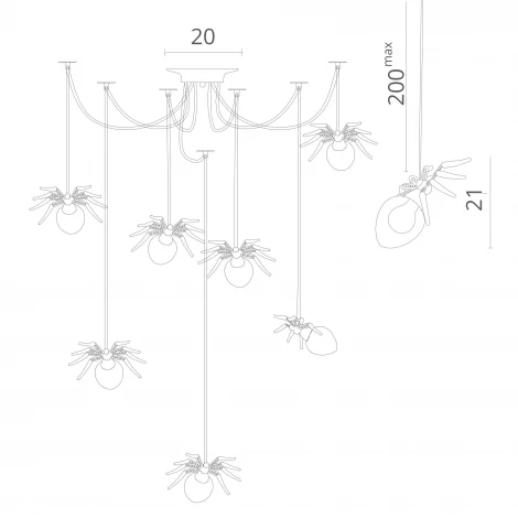 Подвесная люстра Divinare Ragno 1308/02 SP-7