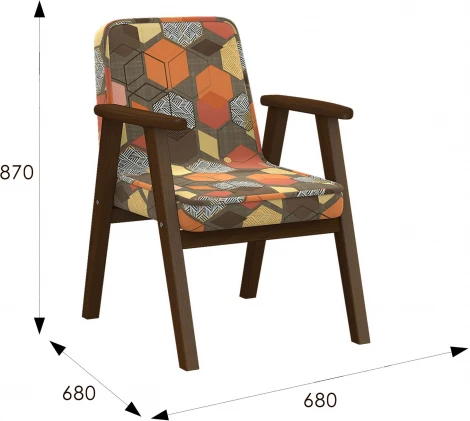 Кресло Ретро ткань геометрия коричневый, каркас орех от фабрики Mebelik