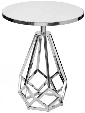 2KF111037-S Стол журнальный с мраморной столешницей d50*62см, цвет опоры серебро Garda Decor