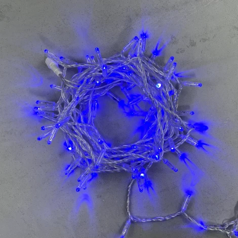 Гирлянда Нить с колпачком 10м синяя 220В, 100 LED, провод прозрачный ПВХ, IP65 Laitcom PST100CAP-10-2B