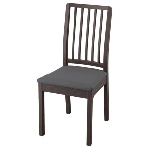 ЭКЕДАЛЕН Стул, темно-коричневый, Хакебу темно-серый