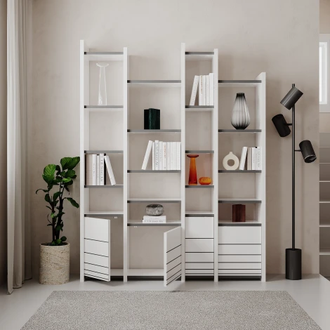 Стеллаж Прямые ARYA BOOKCASE (ЛДСП/Белый) LEVE