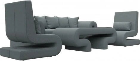 Набор Волна-2 (стол, диван, 2 кресла) (Серый/Рогожка) Лига Диванов арт.125330