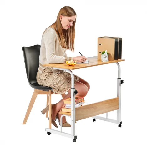 Стол многофункциональный Isola 80x40x66-90 см, с полкой, темное дерево, чёрный