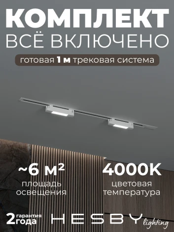 Трековая система в сборе встраиваемая однофазная 220V Hesby Lighting №1 однофазная накладная Skylite HSBL_kompl_S001_VI1W4K
