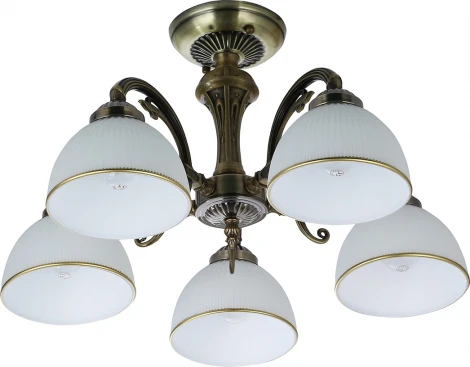 Потолочная люстра на штанге Escada Ballad 2134/5P Bronze 5x40Вт E27, металл/стекло/хрусталь, бронза, белый матовый плафон (220V)