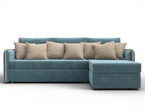 Диван угловой Лига-078 угол универсальный (ДСП/Пластик/Велюр/Бирюзовый,Бежевый) Лига Диванов 130987