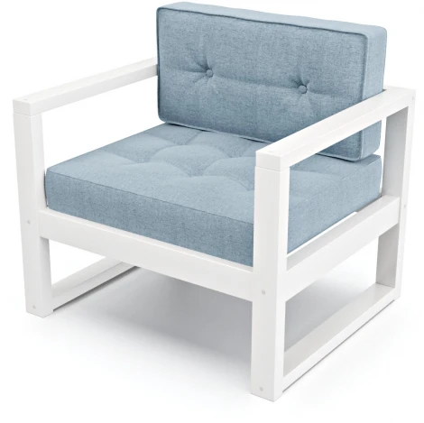 Кресло Arsko Астер белая эмаль голубая рогожка