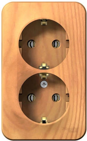 Розетка накладная двойная с заземлением (ясень) Systeme Electric Blanca BLNRA010205