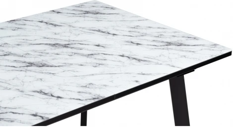 Стеклянный стол Woodville Агни 110(140)х68х76 мрамор белый / черный матовый 528558