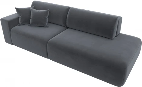 Диван прямой Лига-036 НПБ Модерн подлокотник слева (Серый/Велюр) Лига Диванов арт.121344L