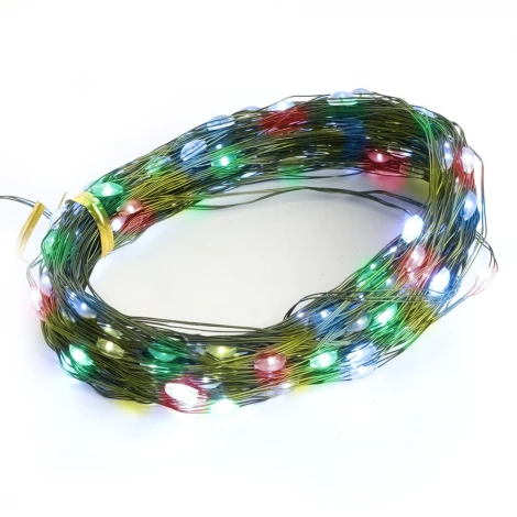 Светодиодная гирлянда линейная Роса (на проволоке) мультиколор c питанием от сети 220V 20м Feron CL583 51444