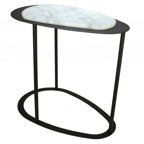Стол журнальный МеталлАрт М024 белый мрамор/черный Mebelik 009495