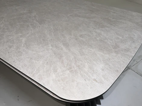 Стол M-City ASTRID 200 TL-102 Бежевый мрамор, испанская керамика / Темно-серый каркас