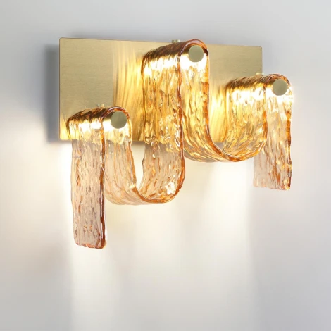 Настенный светильник светодиодный Odeon Light Flow 5105/16WL золотой брашинг/янтарный металл/стекло LED x 16W 4000K (220V)