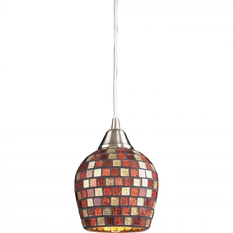 Подвесной светильник N-Light 528 528-1MLT satin nickel / multi color mosaic