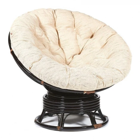 Кресло-качалка PAPASAN/ПАПАСАН W 23/01 B /с подушкой/ 115х78х104см, античный черно-коричневый, ткань старт Tetchair 7271