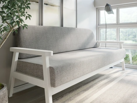 Диван Arsko прямой Флори Б белая эмаль рогожка серая