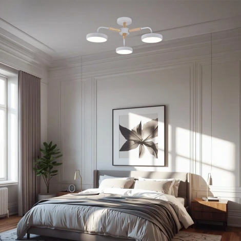 Потолочная люстра на штанге Kaori Escada 10270/ LED 60W White/Wood