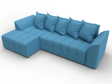 Диван угловой Лига-113 угол левый (ДСП,Рогожка/Голубой) Лига Диванов 136705L