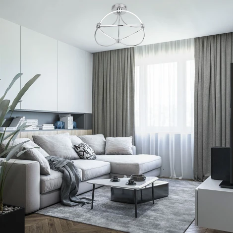 Потолочная люстра Wi-Fi Eurosvet 90246/6 хром (LED, 220V, управление смартфоном, голосовое управление, умный дом - Minimir Home)