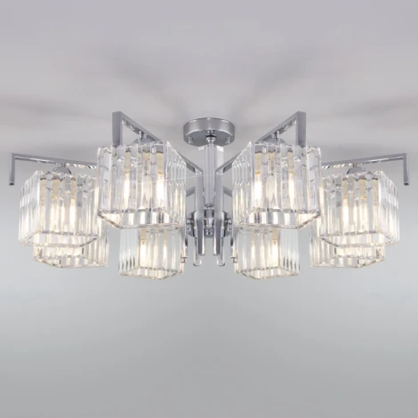 Потолочная люстра Eurosvet April 10117/8 хром/прозрачный хрусталь Strotskis