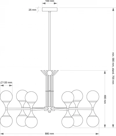 Потолочная люстра на штанге Kutek Bari BAR-ZW-6(Z) (220V, шарики, молекулы)