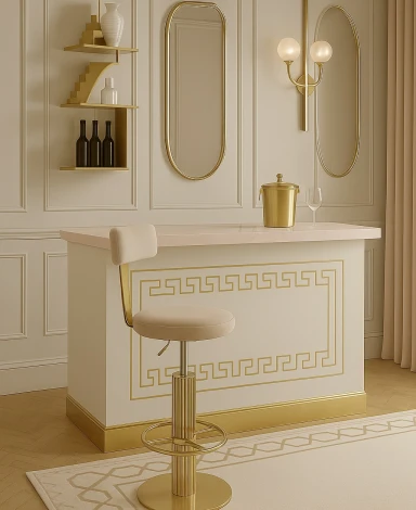 Стул барный Вивиан MC111-GR-2, светло-серый/глянцевое золото