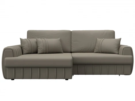 Диван угловой Лига-057 НПБ угол левый (ЛДСП,Брус,Фанера/Пластик/Экокожа/Бежевый) Лига Диванов 130032L