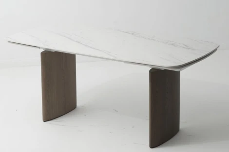 Стол КАЛВИН (CALVIN) 180 цвет КАРРАРА (SEMI-POLISHED SNOW CARRARA SOLID CERAMIC / СЕРЫЙ ДУБ, ®DISAUR M-City 64671