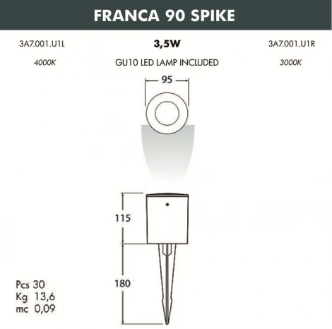 Грунтовый светильник Fumagalli Franca 90 3A7.001.000.AXU1L (220V, IP55)