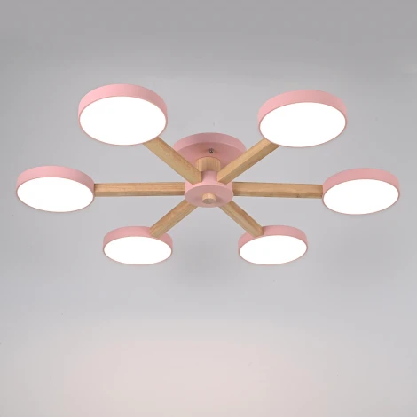 Потолочная люстра Wi-Fi на штанге Turna 6 Pink By ImperiumLoft Turna01 (LED, 220V, пульт управления, голосовое управление, умный дом - Алиса)