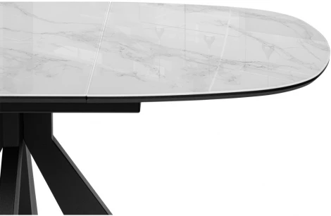 Стеклянный стол Woodville Эдли 110х76 белый мрамор / черный 532403