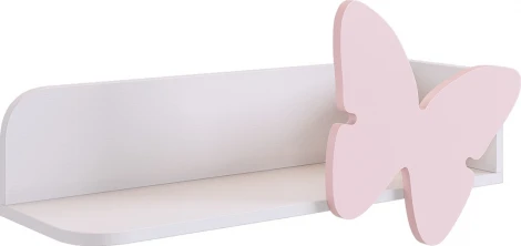 Полка навесная Бабочка Mebelson (ЛДСП,МДФ/Светлое дерево,Розовый) арт.PB-01.3095