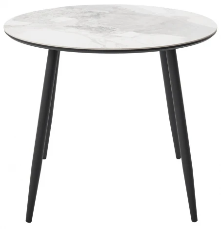 Стол МИЛТОН D89 цвет ПАНДОРА (PANDORA LIGHT 122 BG), керамика / Черный каркас M-City 64590